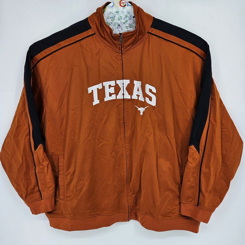 Vintage Texas Longhorns Track Jacket Mens 3XL NCAA by KA Zip Up Burnt Orange